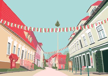 Ilustracija_Zgornji trg_Sˇentjurjevo